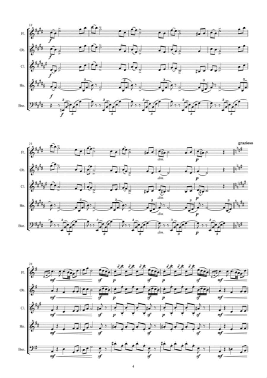 Tchaikovsky: The Seasons Op37 No.11 November (Troika) Woodwind Quintet scores gallery preview page 4