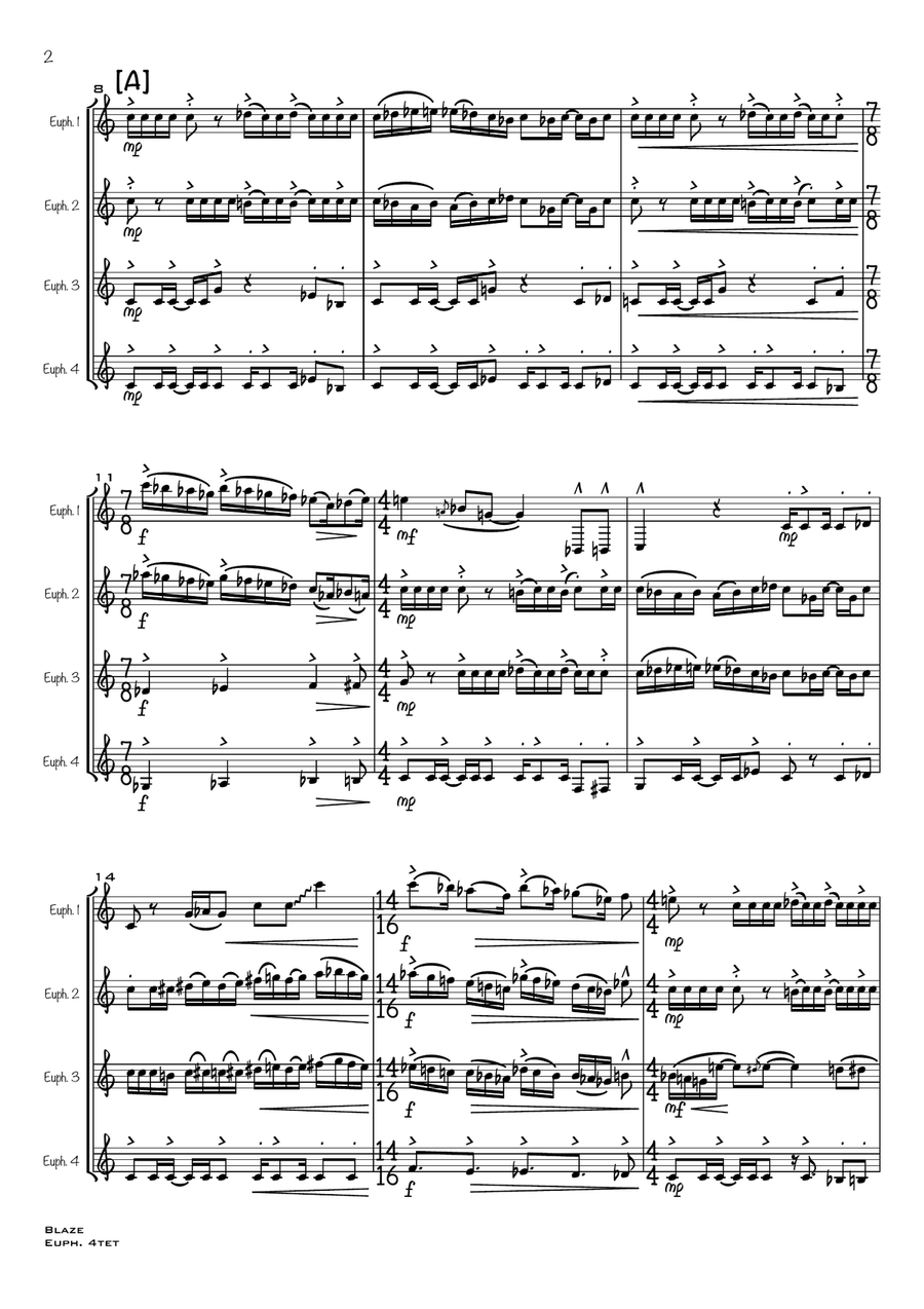 BLAZE - for euphonium quartet Euphonium Quartet scores gallery preview page 4