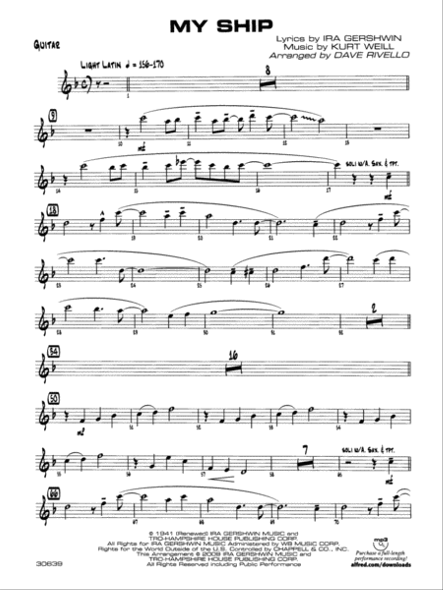 My Ship: Guitar My Ship: Guitar Jazz Ensemble scores gallery preview page 1