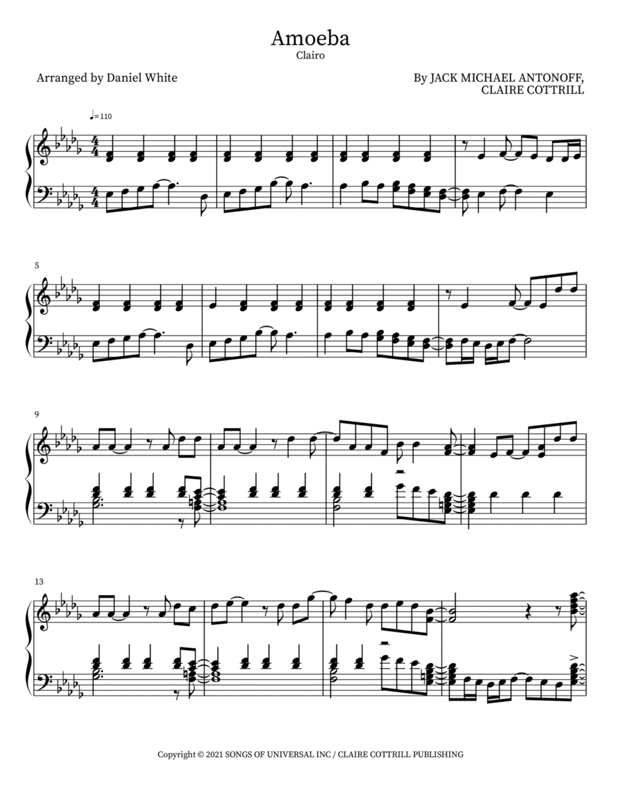 Amoeba Piano Solo scores gallery preview page 1