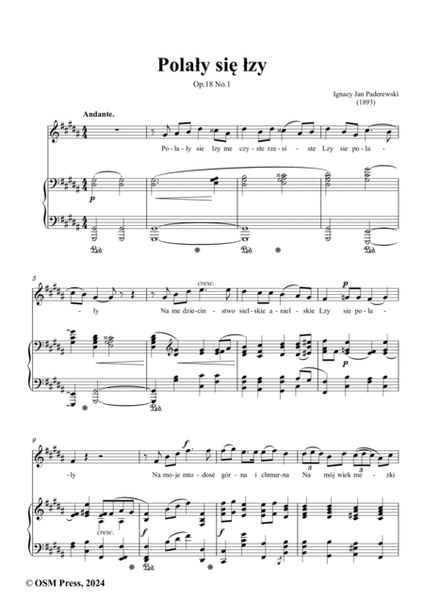 Paderewski-Polały się łzy(Mine Eyes Have Known Tears)(1893),Op.18 No.1,in g sharp minor