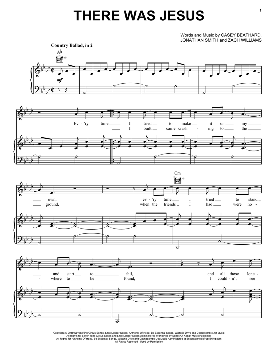 There Was Jesus (feat. Dolly Parton) Piano, Vocal, Guitar scores gallery preview page 1