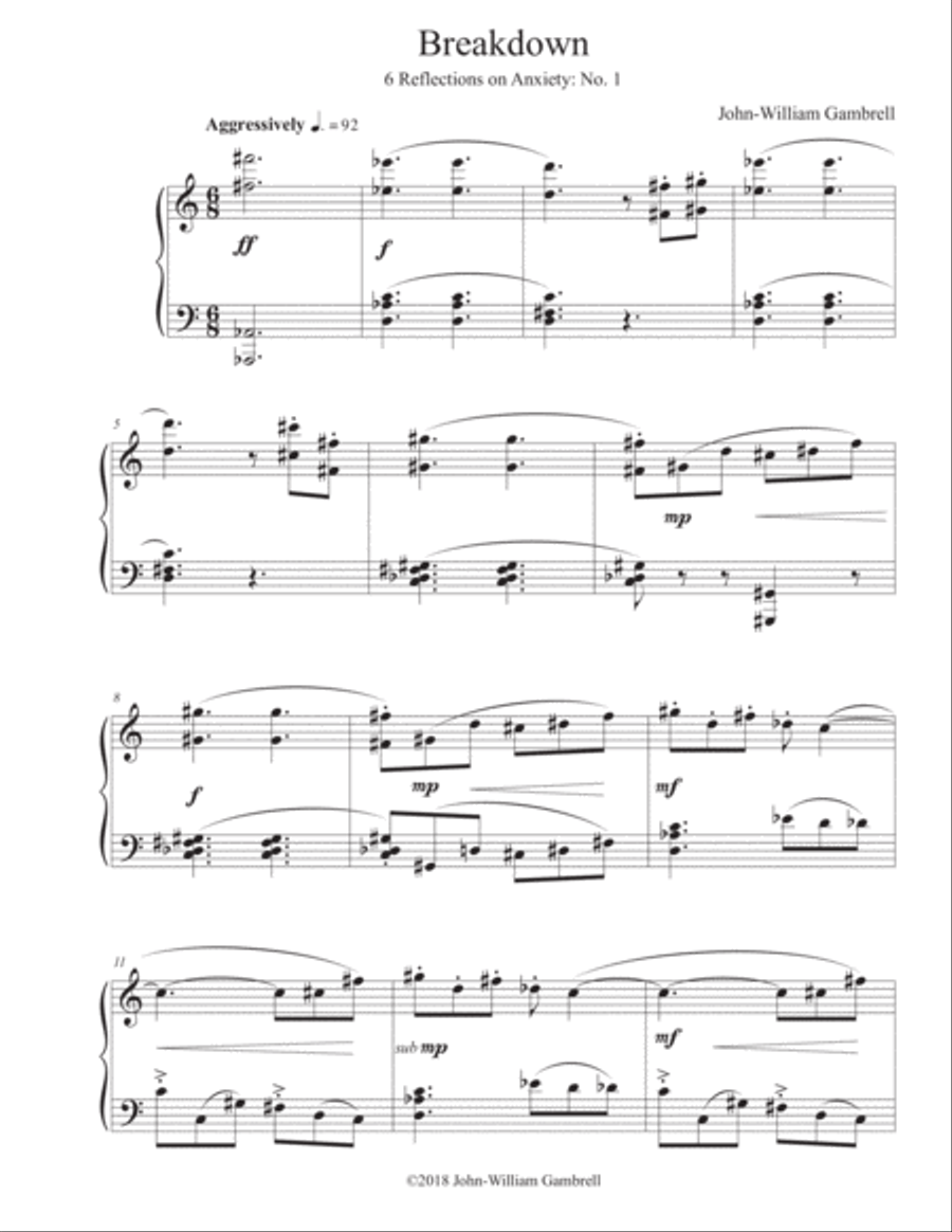 6 Reflections on Anxiety Piano Solo scores gallery preview page 3