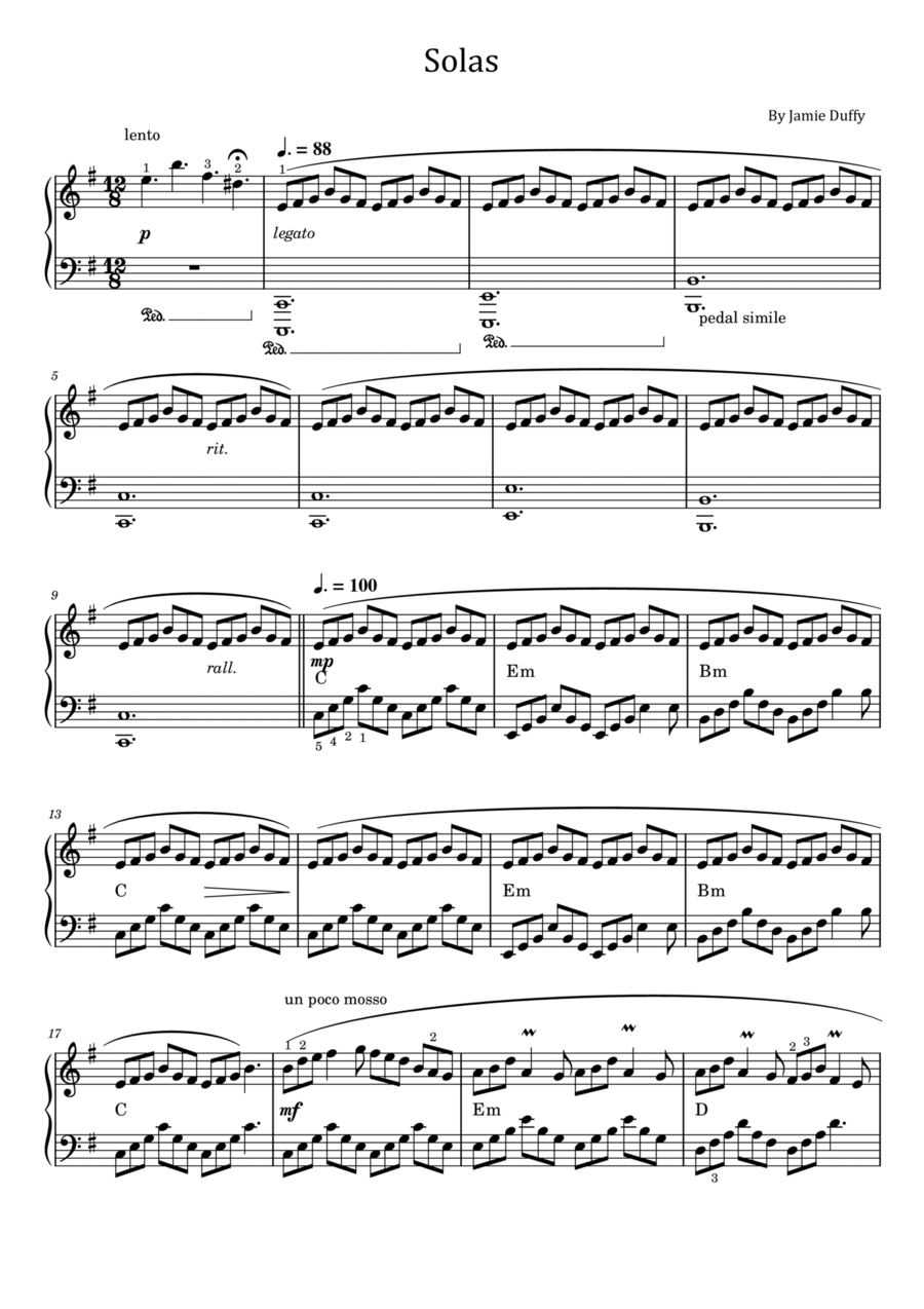 Solas Piano Solo scores gallery preview page 1