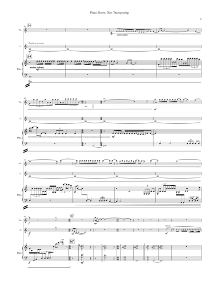 Contact (Metropolis, movement II) trio for violin, Bb clarinet, and piano Small Ensemble scores gallery preview page 3