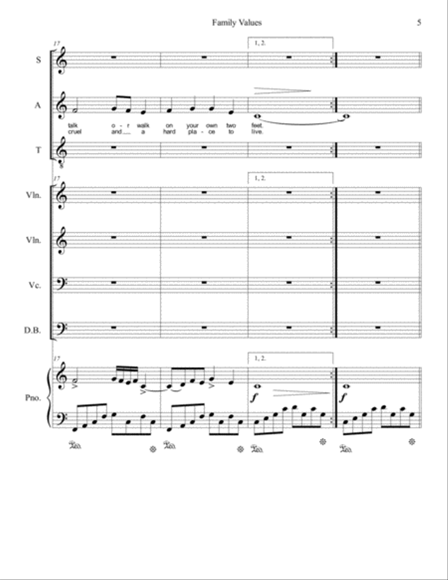 Family Values - SAT-Piano-Strings 4-Part scores gallery preview page 6