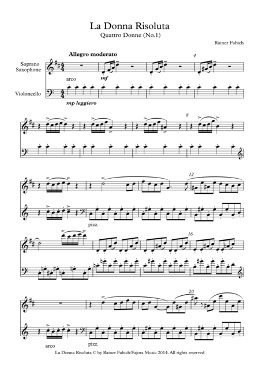 La Donna Risoluta - No.1 from Quattro Donne / Four Ladies Soprano Saxophone scores gallery preview page 1