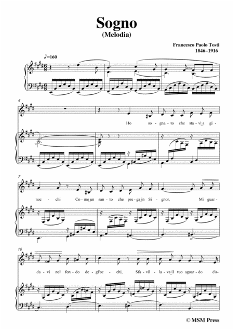 Tosti-Sogno in E Major,for Voice and Piano Voice Solo scores gallery preview page 3