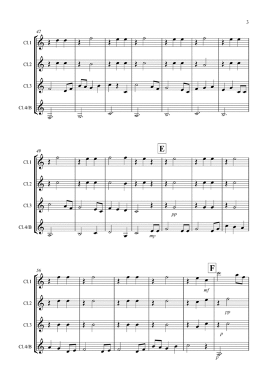 Brahms Lullaby for Clarinet Quartet Clarinet Quartet scores gallery preview page 3
