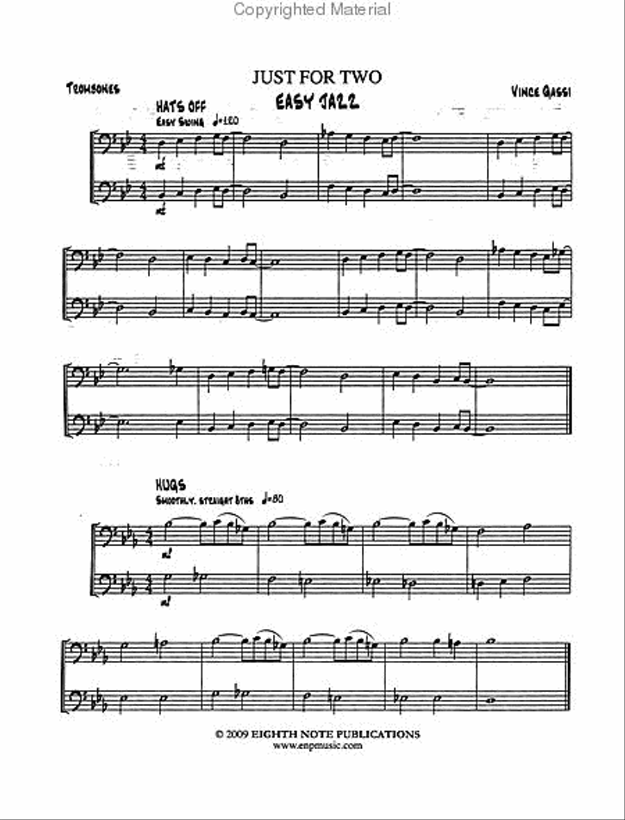 Just for Two Easy Jazz Just for Two Easy Jazz Trombone Duet scores gallery preview page 2