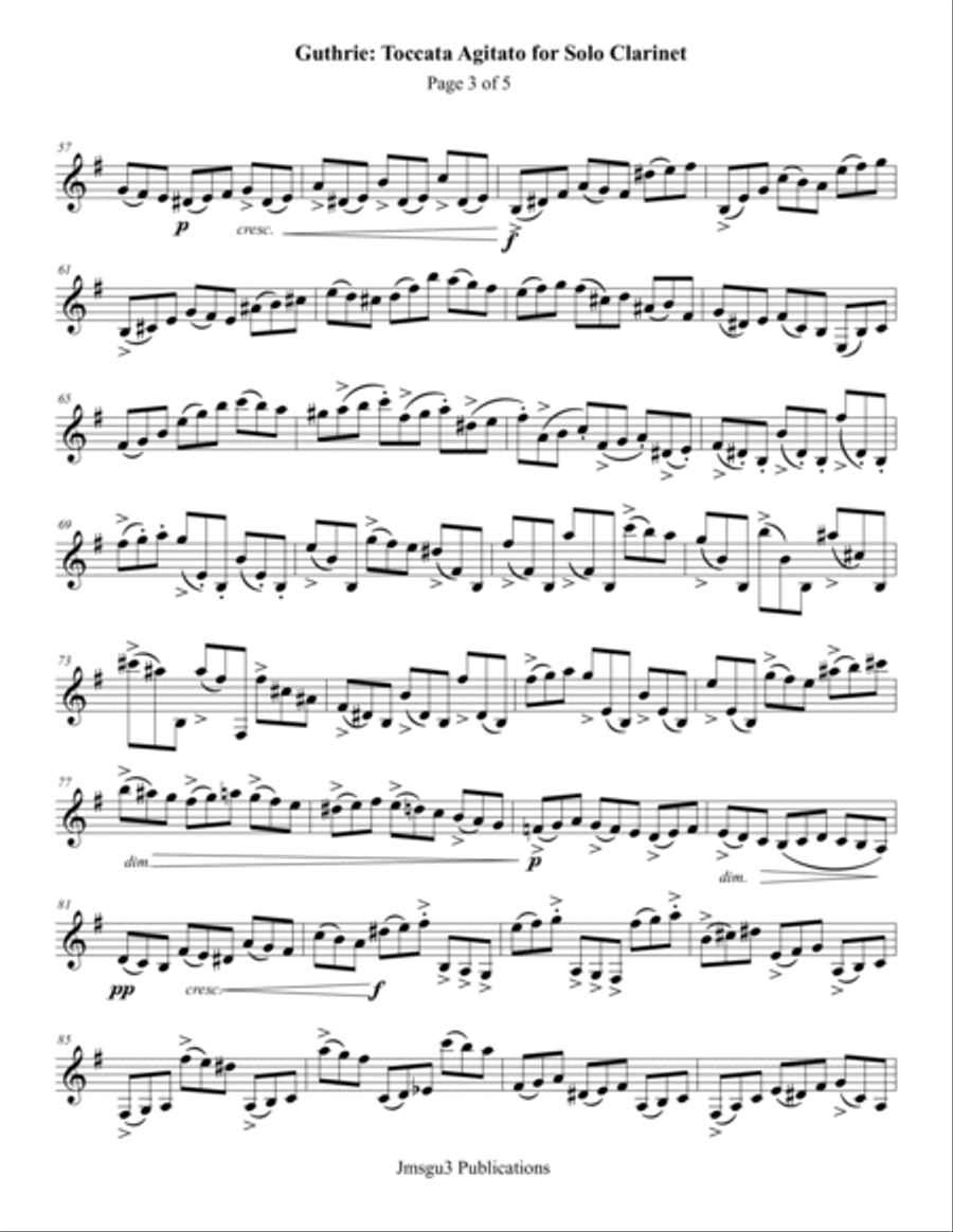 Guthrie: Toccata Agitato for Solo Clarinet Chamber Music scores gallery preview page 3