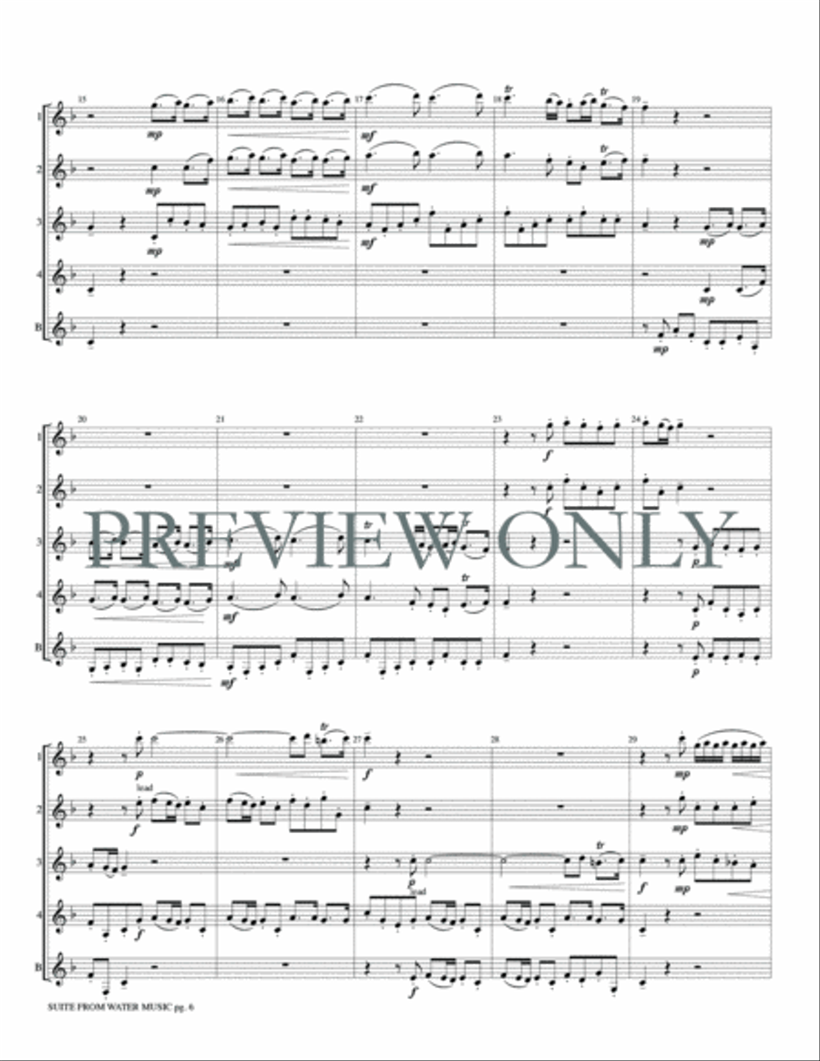Suite from Water Music Clarinet Quintet scores gallery preview page 8