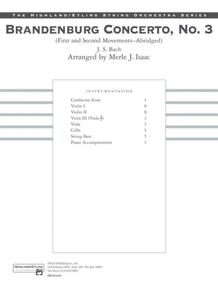 Book cover for Brandenburg Concerto No. 3: Score