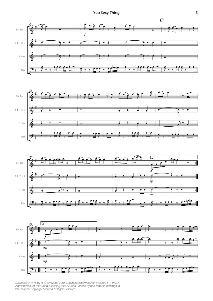 You Sexy Thing You Sexy Thing Brass Quartet scores gallery preview page 5
