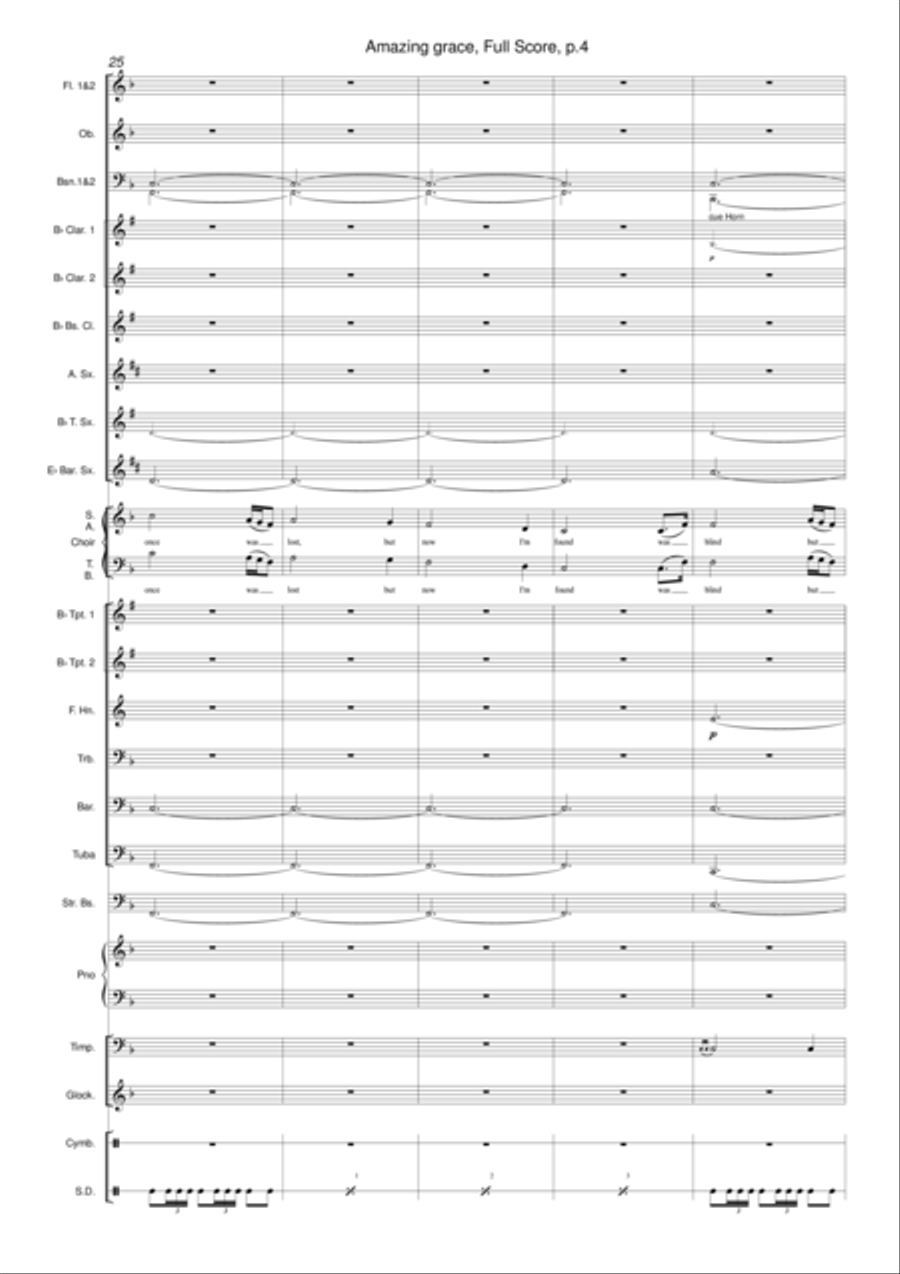 Amazing grace for wind band and choir 4-Part scores gallery preview page 4