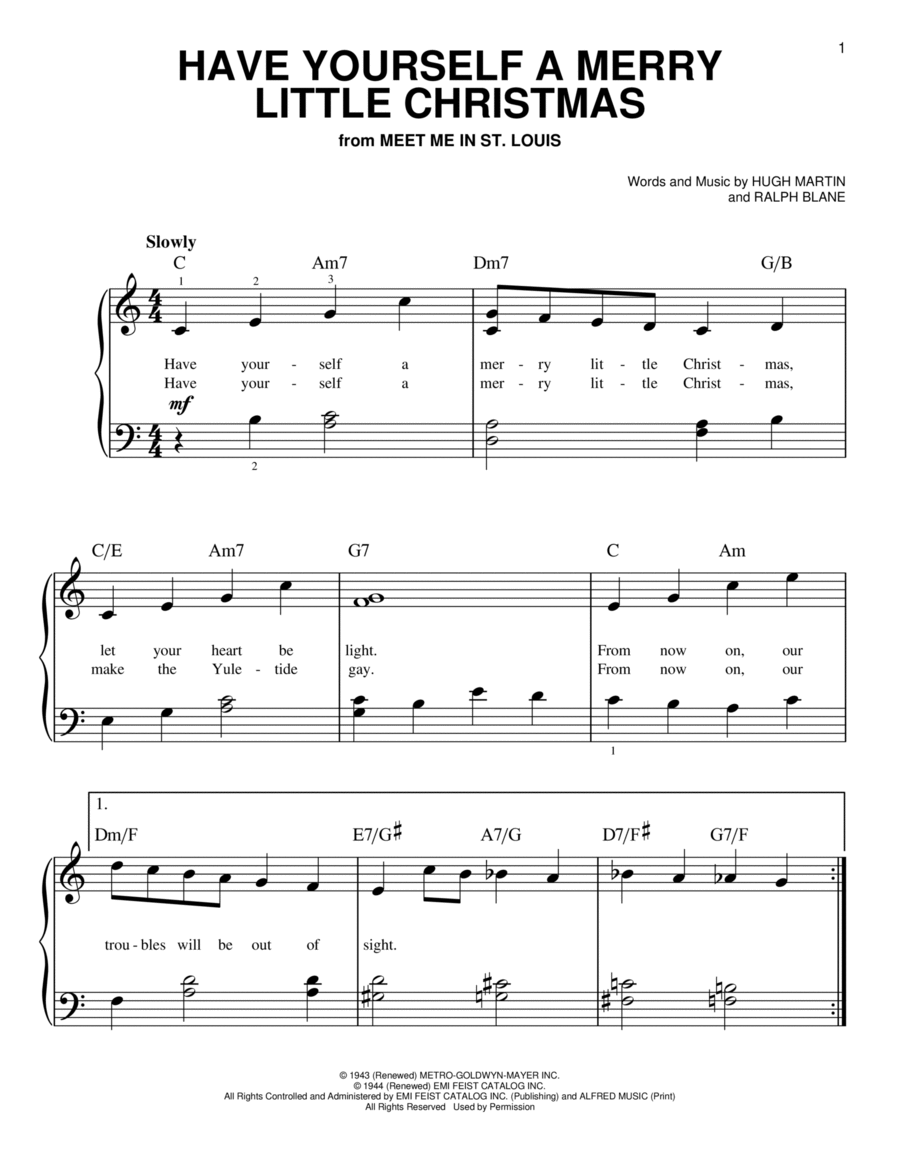 Have Yourself A Merry Little Christmas Easy Piano scores gallery preview page 1