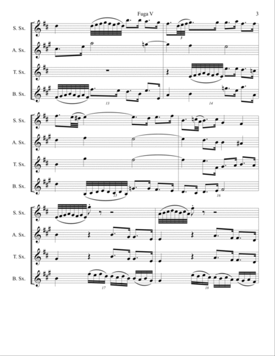 Fuga V Well-tempered clavier book 1 Saxophone Quartet scores gallery preview page 3