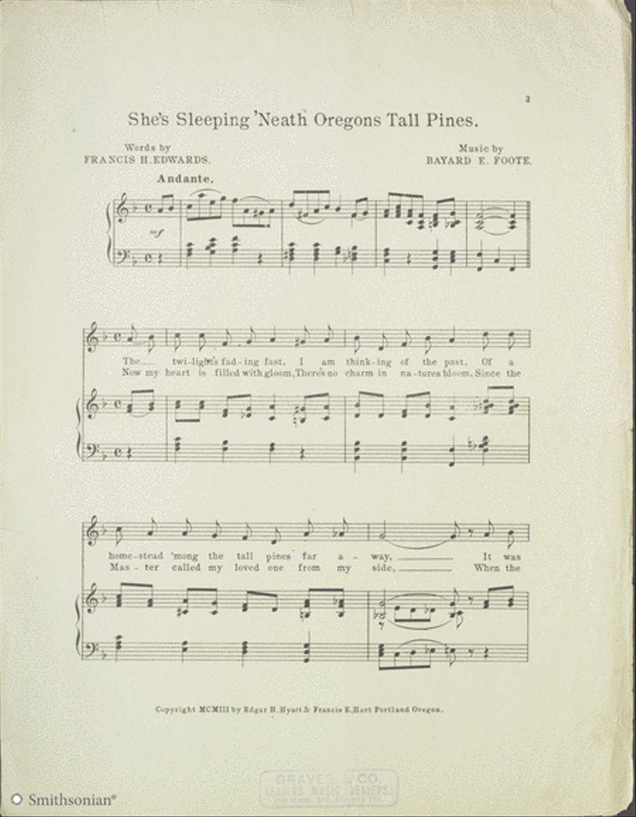 She's Sleeping Neath Oregon's Tall Pines Piano, Vocal scores gallery preview page 2