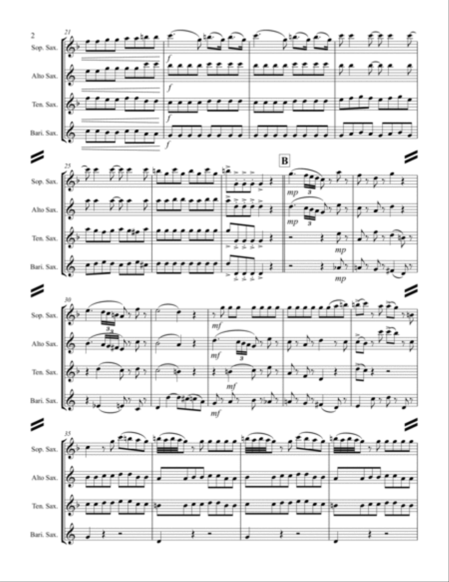 Mozart - Serenade in G – I. Allegro (Eine kleine Nachtmusik) (for Saxophone Quartet SATB) Saxophone Quartet scores gallery preview page 3