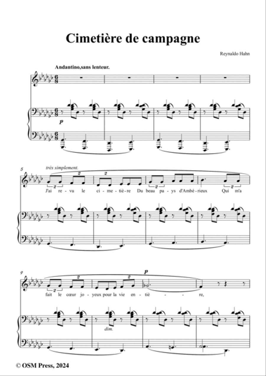 R. Hahn-Cimetière de campagne,in G flat Major Voice scores gallery preview page 2