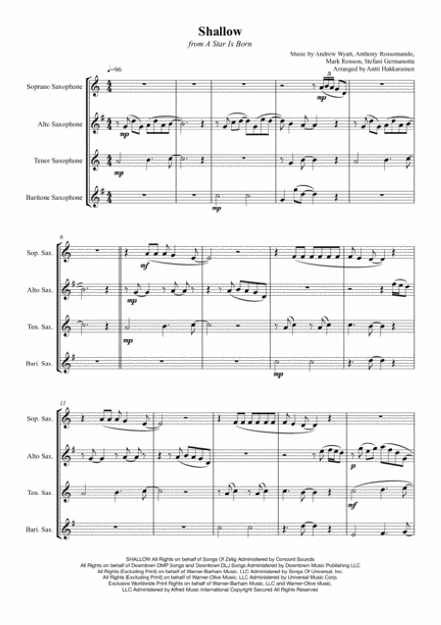 Shallow Saxophone Quartet scores gallery preview page 2