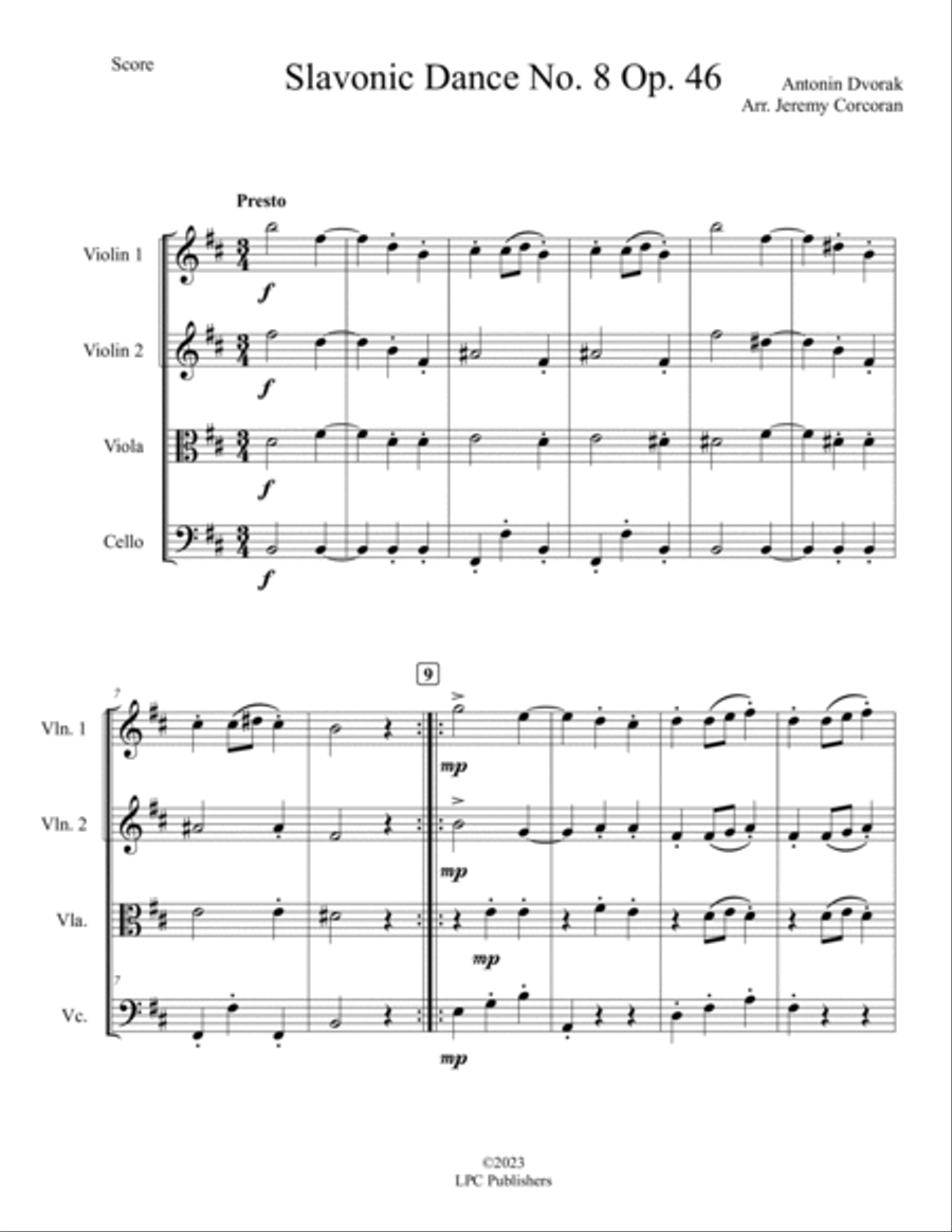 Slavonic Dance Op. 46 No. 8 String Quartet scores gallery preview page 2
