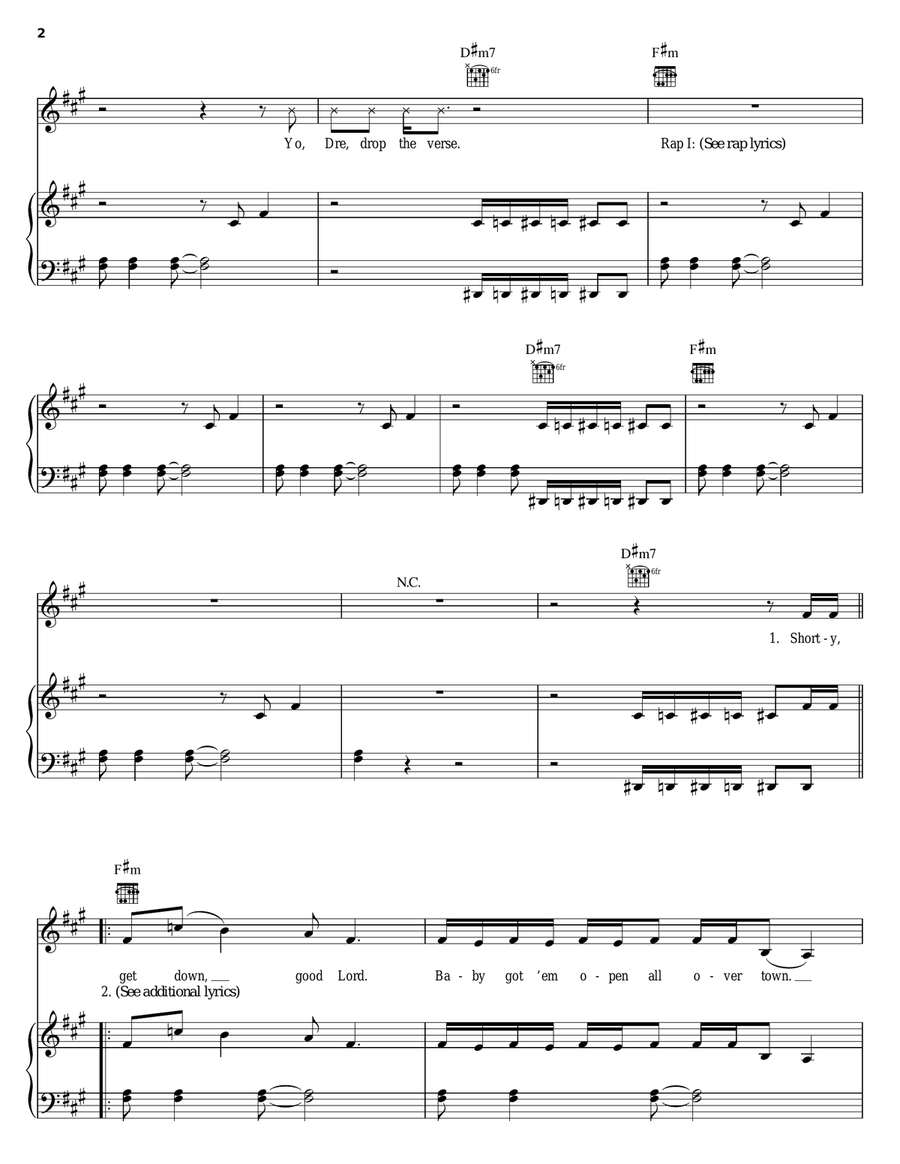 No Diggity Piano, Vocal, Guitar scores gallery preview page 2
