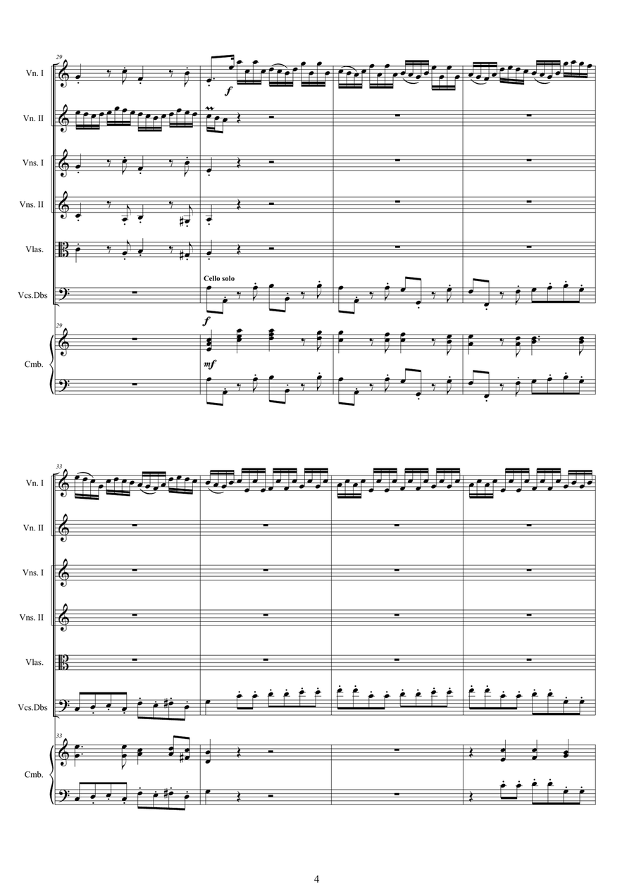 Vivaldi - Violin Concerto No.8 in A minor RV 522 Op.3 for Two Violins, Strings and Cembalo Chamber Orchestra scores gallery preview page 4