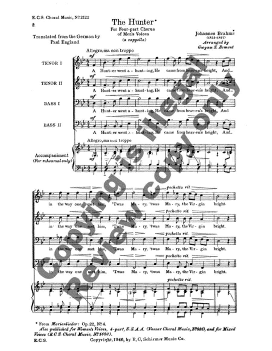 Marienlieder: 4. The Hunter TTBB scores gallery preview page 3