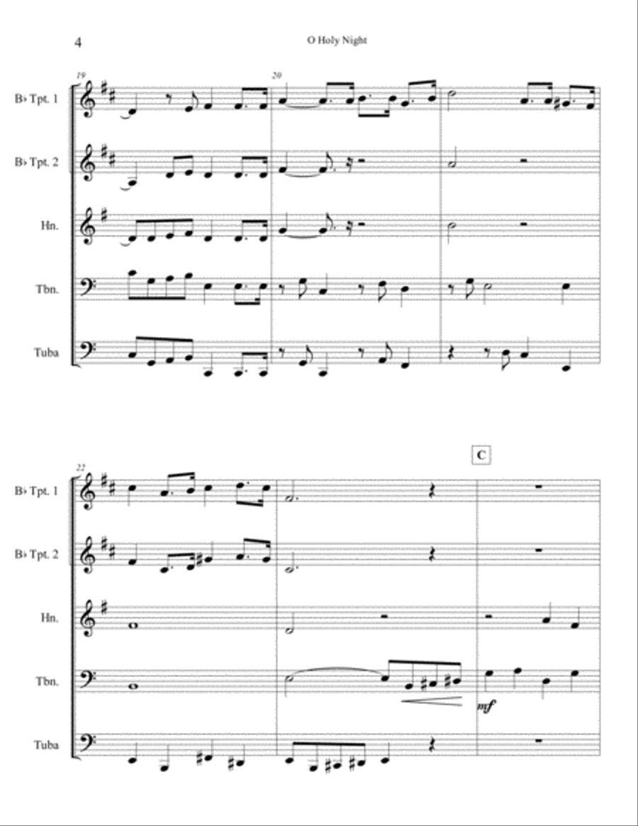 O Holy Night Brass Ensemble scores gallery preview page 5