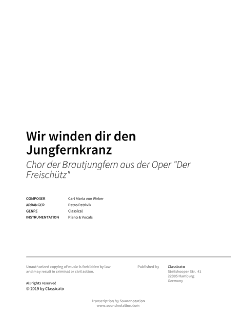 Wir winden dir den Jungfernkranz Piano, Vocal, Guitar scores gallery preview page 2