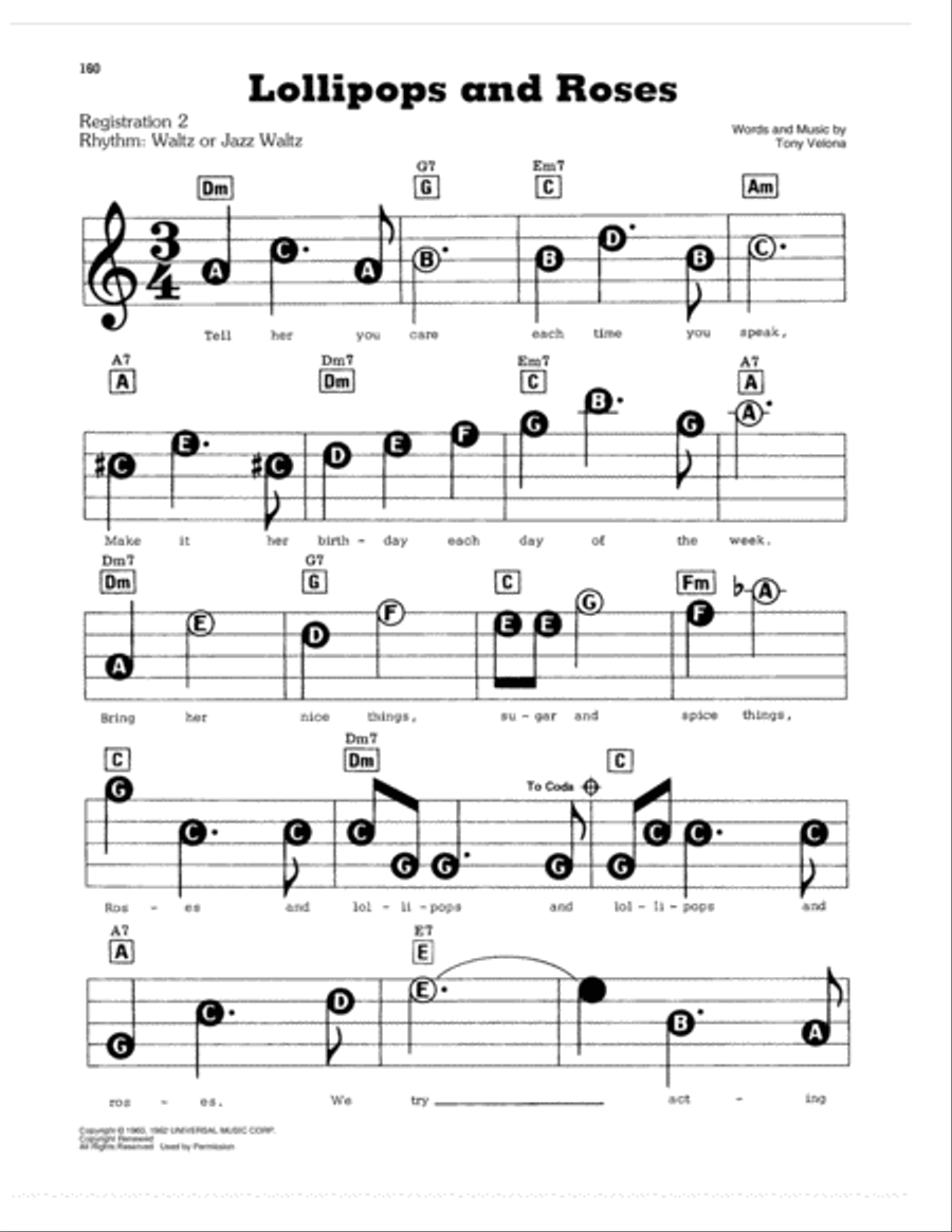 Lollipops And Roses Lollipops And Roses Electronic Keyboard scores gallery preview page 1