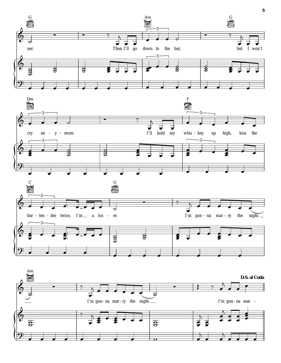 Marry The Night Piano, Vocal, Guitar scores gallery preview page 5