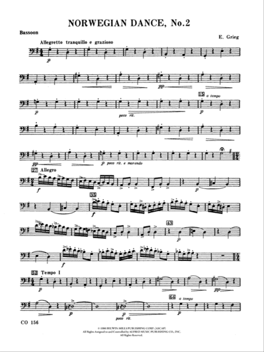Norwegian Dances Nos. 2 & 3: Bassoon Full Orchestra scores gallery preview page 1