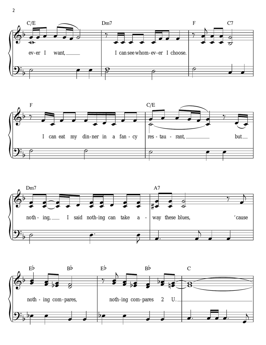 Nothing Compares 2 U Easy Piano scores gallery preview page 2
