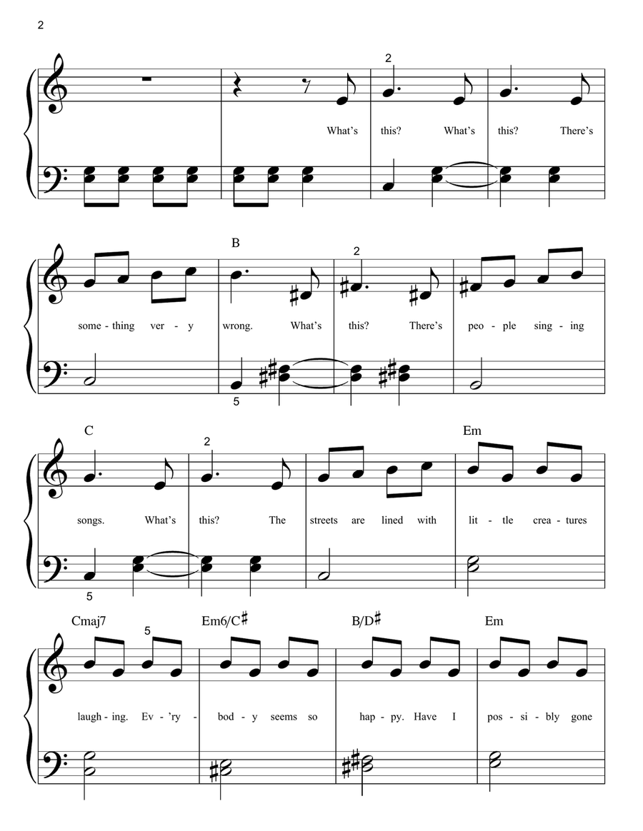What's This? (from The Nightmare Before Christmas) Easy Piano scores gallery preview page 2