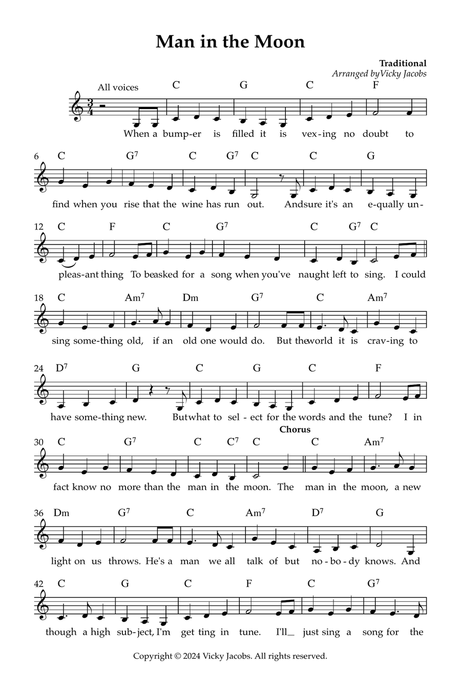 The Man in the Moon The Man in the Moon 3-Part scores gallery preview page 1