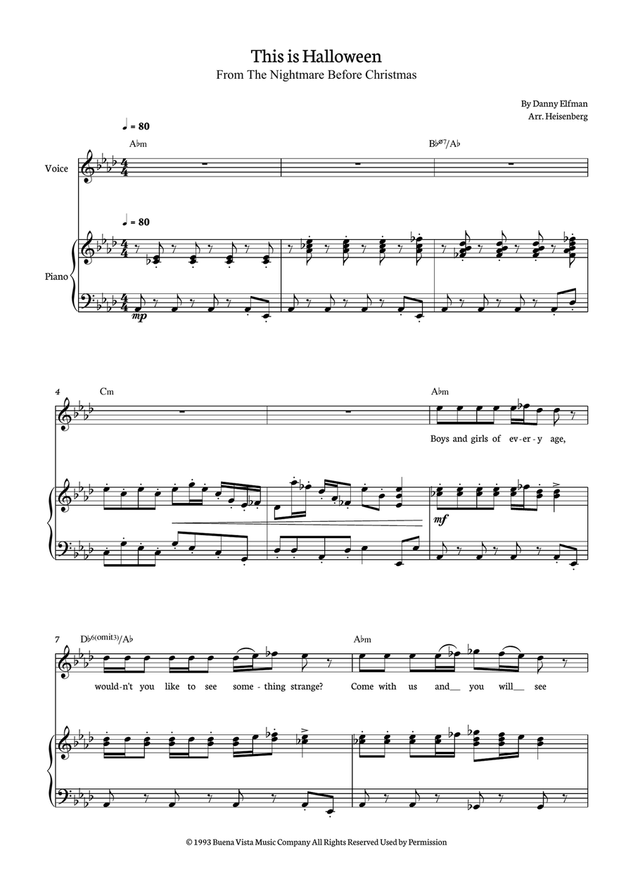 This Is Halloween Piano, Vocal scores gallery preview page 1