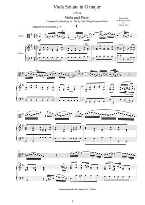 Bach CPE - Viola Sonata in G major H564 for Viola and Piano