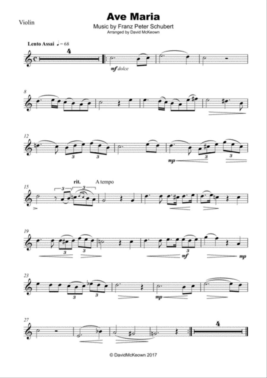 Ave Maria by Franz Schubert, for Violin and Piano Violin Solo scores gallery preview page 2