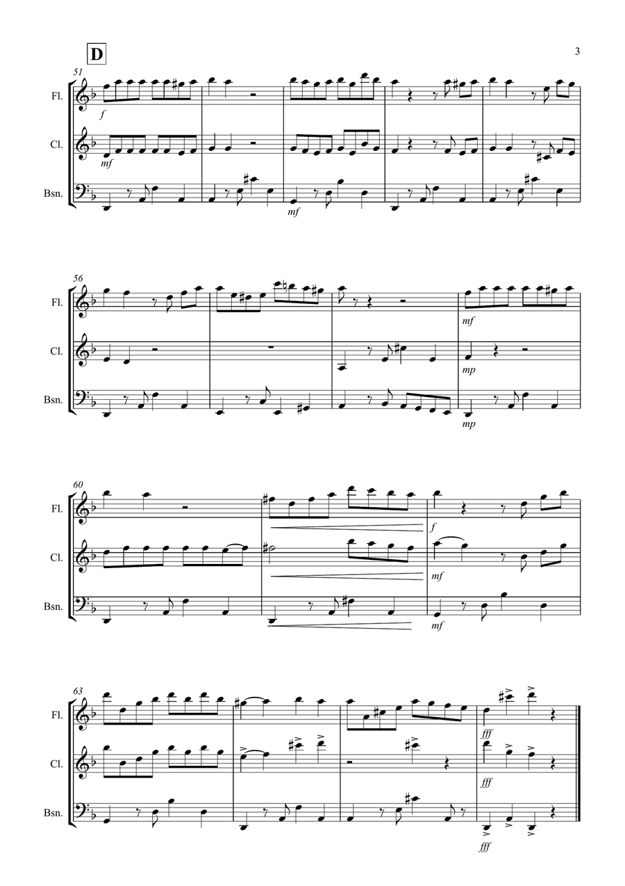Tango á Trois for Wind Trio Tango á Trois for Wind Trio Woodwind Trio scores gallery preview page 3