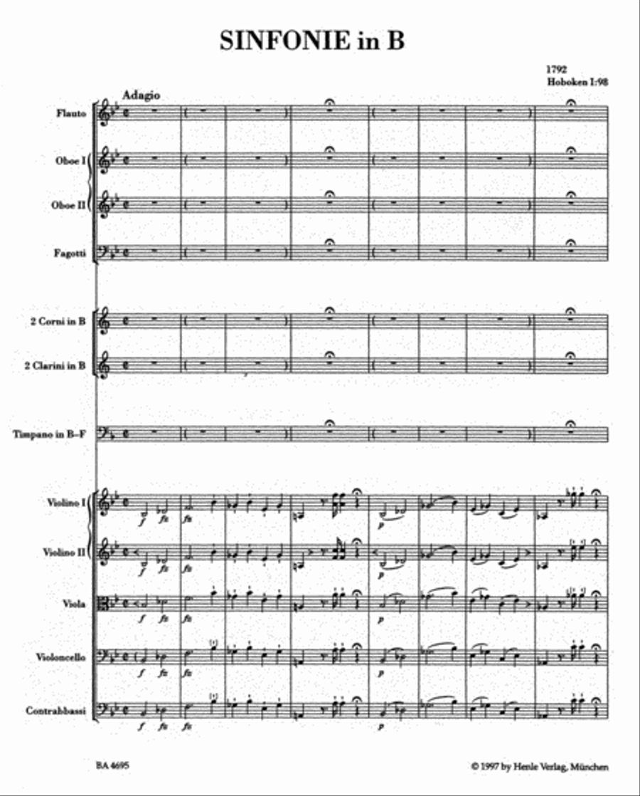 Symphony B flat major Hob. I:98 Orchestra scores gallery preview page 2