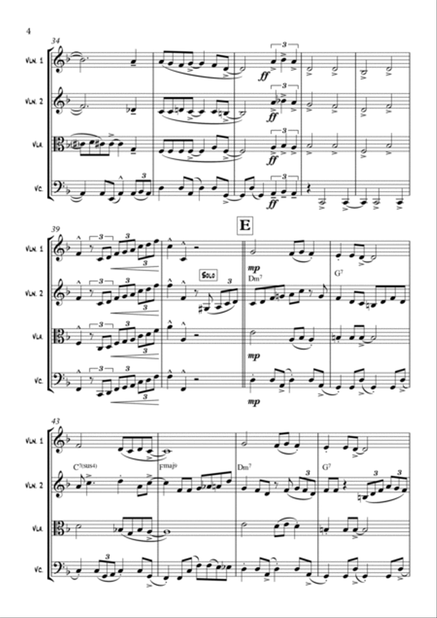 Isn't She Lovely String Quartet scores gallery preview page 4