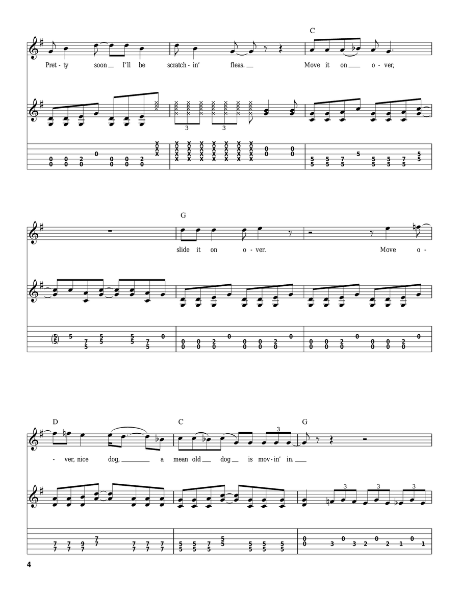 Move It On Over Acoustic Guitar scores gallery preview page 4