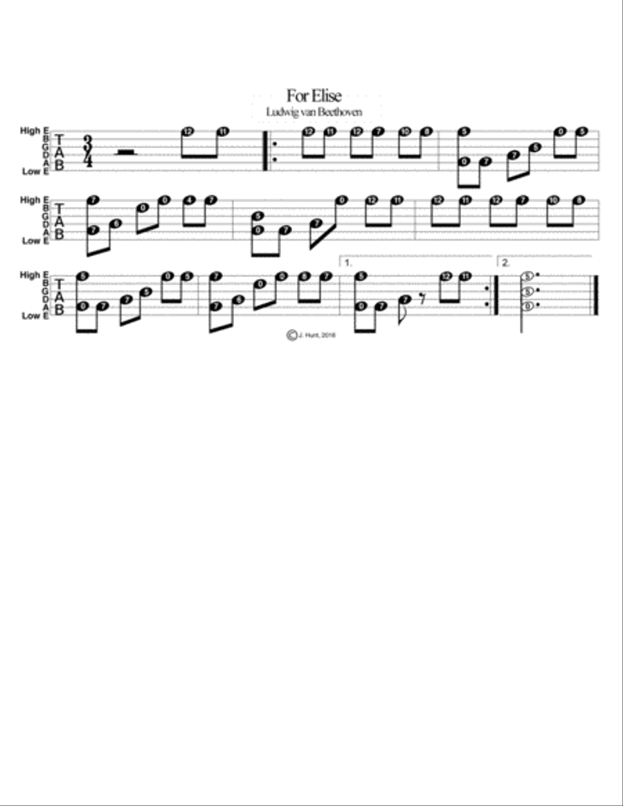 For Elise (main theme) For Elise (main theme) Acoustic Guitar scores gallery preview page 1