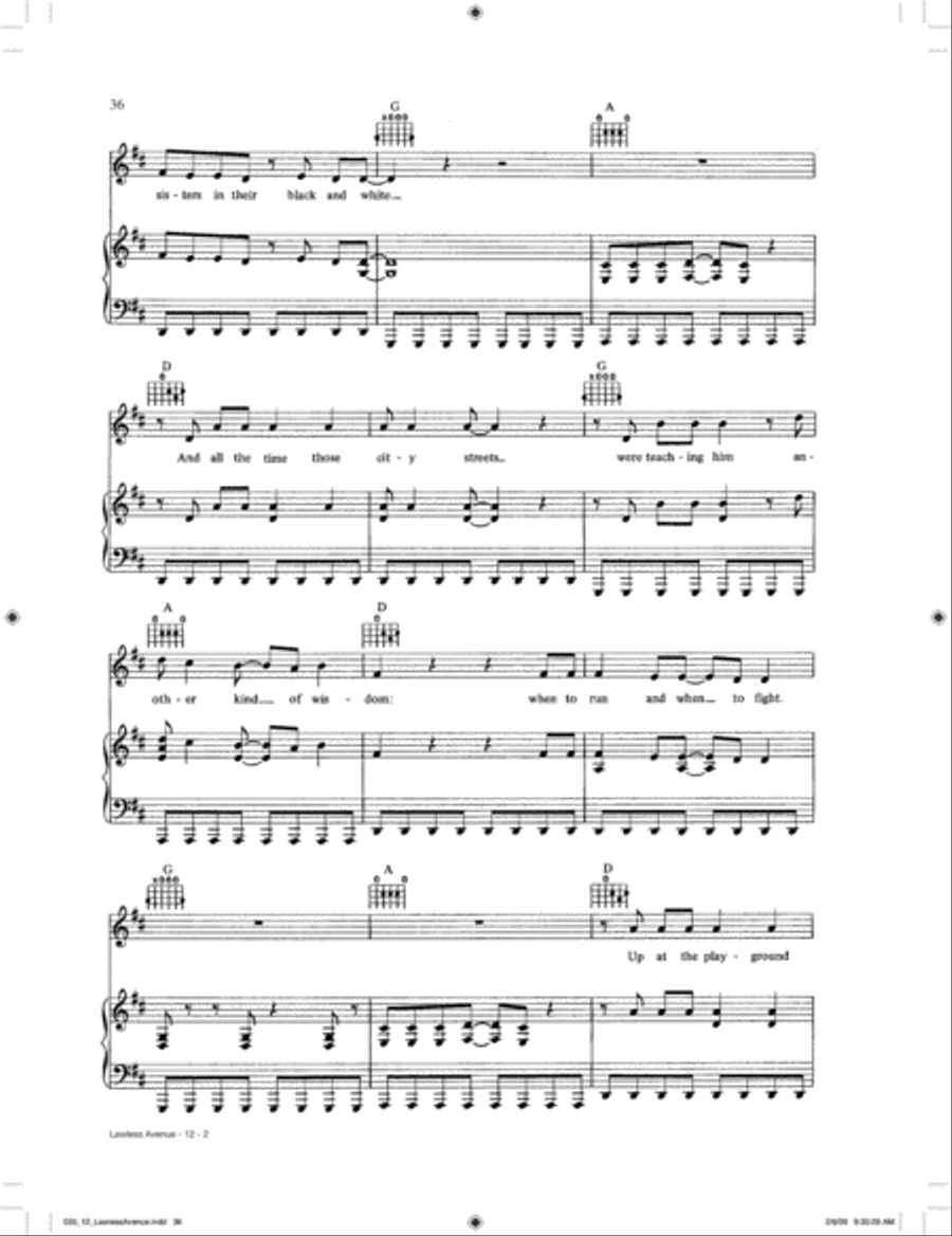 Lawless Avenues Piano, Vocal, Guitar scores gallery preview page 2