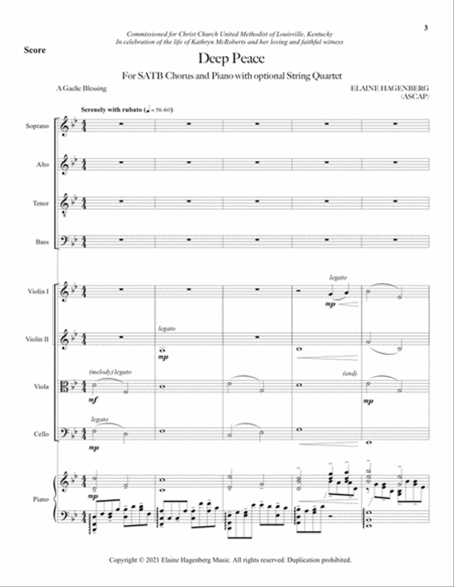 Deep Peace - Full Score and Parts Cello scores gallery preview page 4