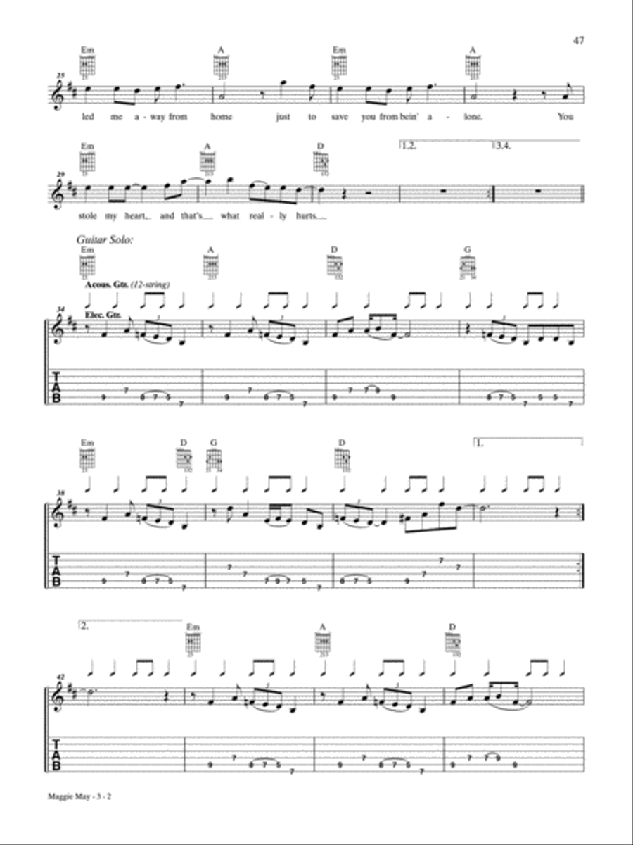 Maggie May Maggie May Easy Guitar scores gallery preview page 2