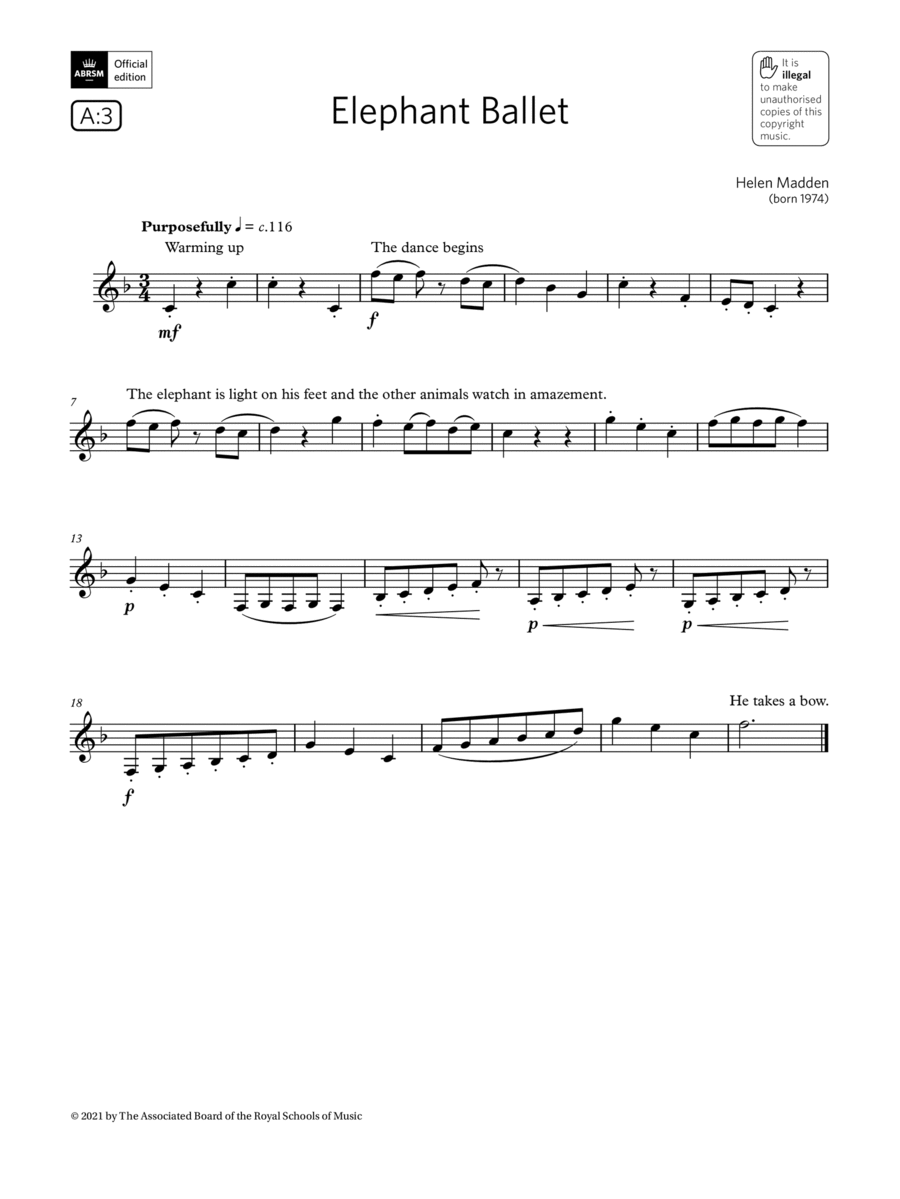Elephant Ballet (Grade 2 List A3 from the ABRSM Clarinet syllabus from 2022) Clarinet Solo scores gallery preview page 1