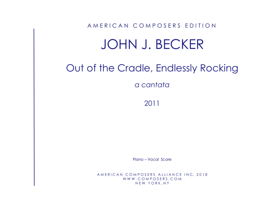 [Becker] Out of the Cradle Endlessly Rocking (Piano Reduction) Choir scores gallery preview page 1